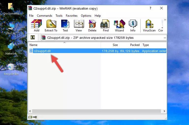 Copying the C2supprt.dll file into the software's file folder