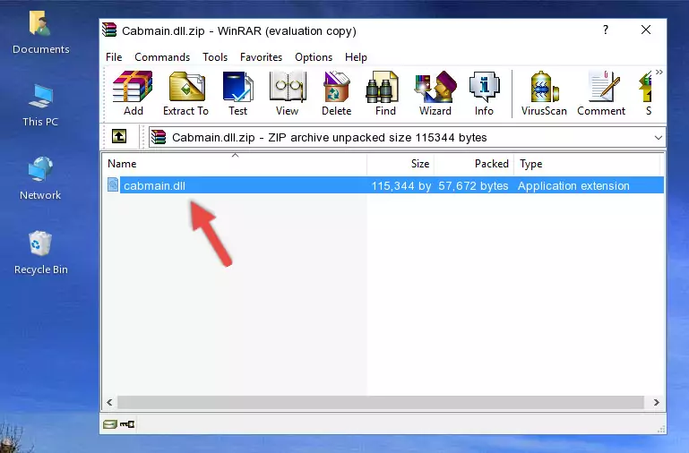 Pasting the Cabmain.dll file into the software's file folder