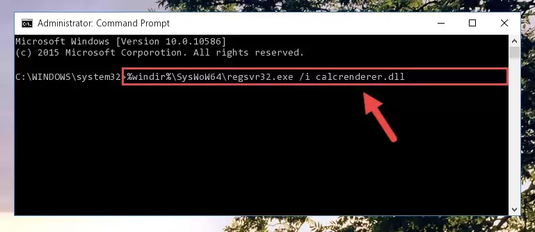 Deleting the damaged registry of the Calcrenderer.dll