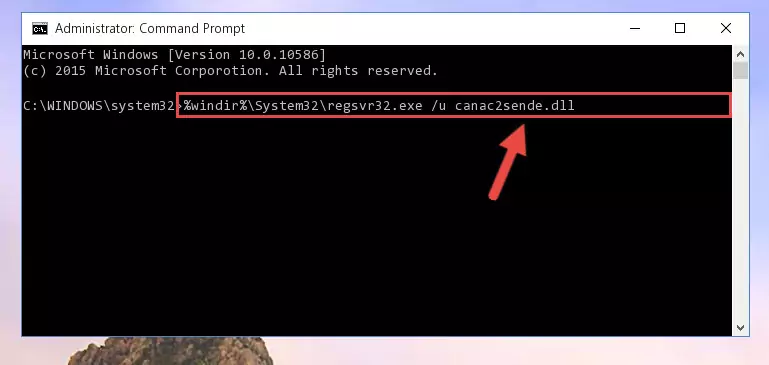 Creating a new registry for the Canac2sende.dll library in the Windows Registry Editor