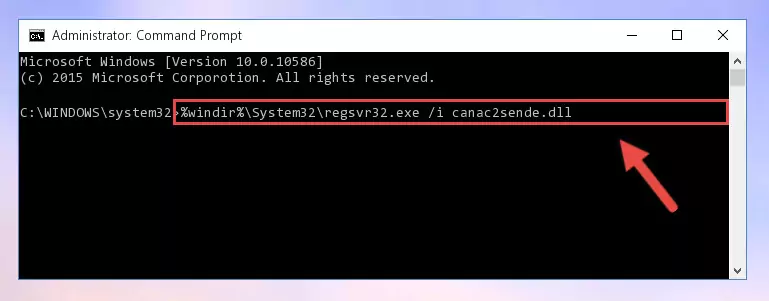 Cleaning the problematic registry of the Canac2sende.dll library from the Windows Registry Editor