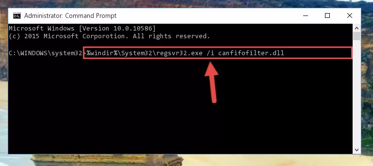 Deleting the Canfifofilter.dll library's problematic registry in the Windows Registry Editor