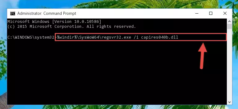 Uninstalling the damaged Capires040b.dll file's registry from the system (for 64 Bit)