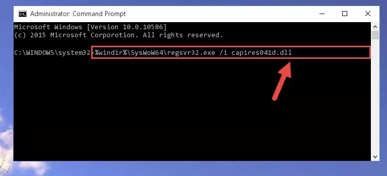 Uninstalling the damaged Capires041d.dll file's registry from the system (for 64 Bit)