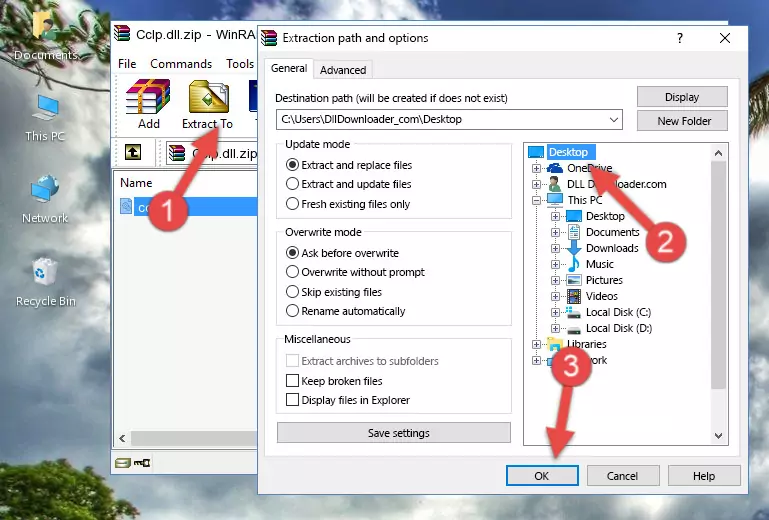 Copying the Cclp.dll file into the Windows/System32 folder