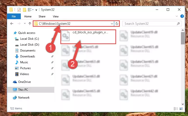 Pasting the Cd_block_iso_plugin_v1.0.1.dll library into the Windows/sysWOW64 directory
