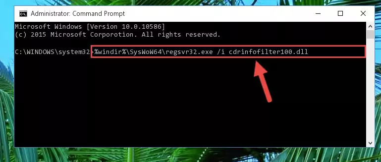Deleting the Cdrinfofilter100.dll file's problematic registry in the Windows Registry Editor