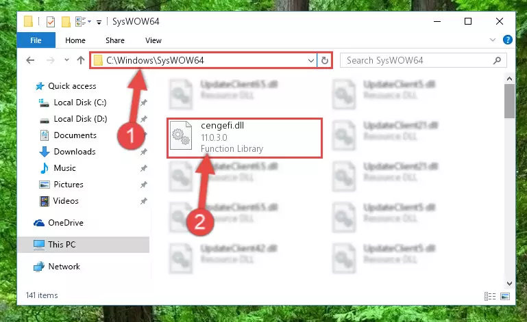 Pasting the Cengefi.dll file into the Windows/sysWOW64 folder