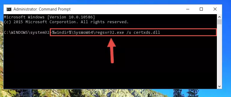 Reregistering the Certxds.dll library in the system