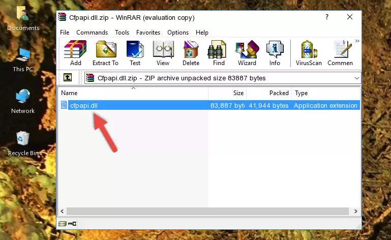 Copying the Cfpapi.dll file into the software's file folder