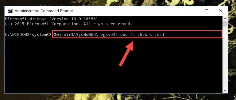 Uninstalling the damaged Chsbrkr.dll library's registry from the system (for 64 Bit)