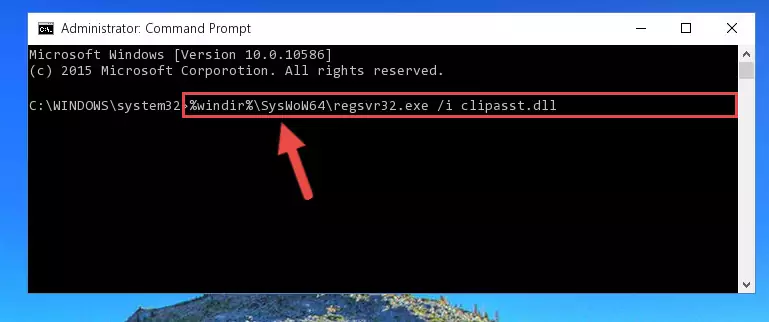 Deleting the Clipasst.dll library's problematic registry in the Windows Registry Editor