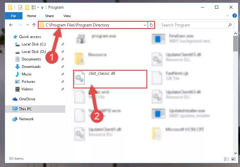 Uninstalling the Clist_classic.dll library's broken registry from the Registry Editor (for 64 Bit)