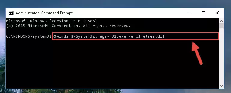 Creating a new registry for the Clnetres.dll file in the Windows Registry Editor