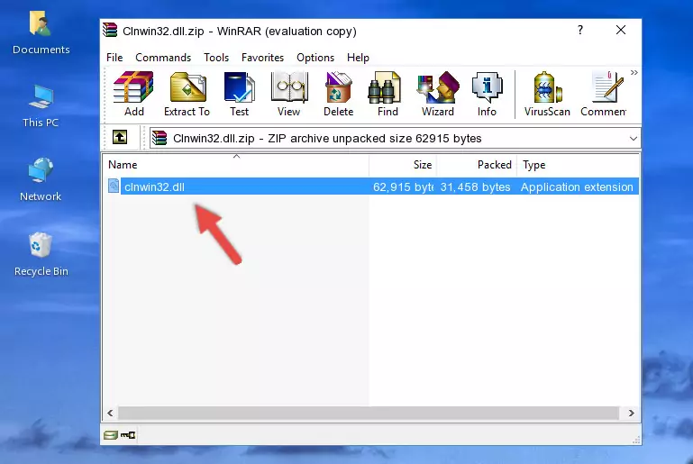 Copying the Clnwin32.dll file into the software's file folder