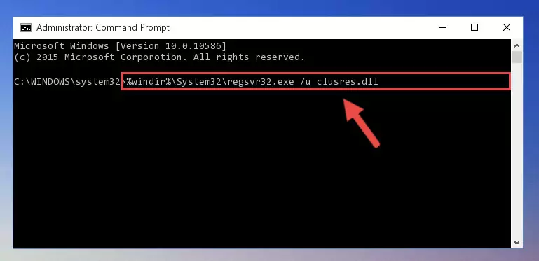 Creating a new registry for the Clusres.dll file in the Windows Registry Editor