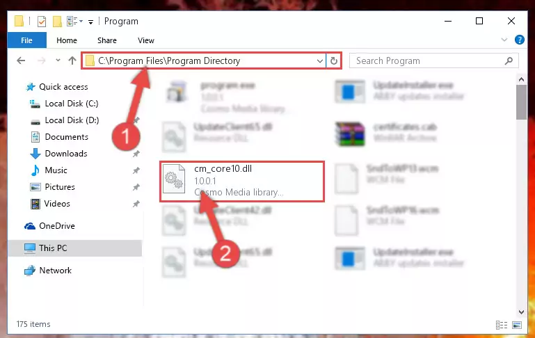 Uninstalling the damaged Cm_core10.dll library's registry from the system (for 64 Bit)
