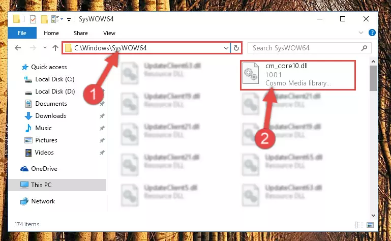 Copying the Cm_core10.dll library to the Windows/sysWOW64 directory