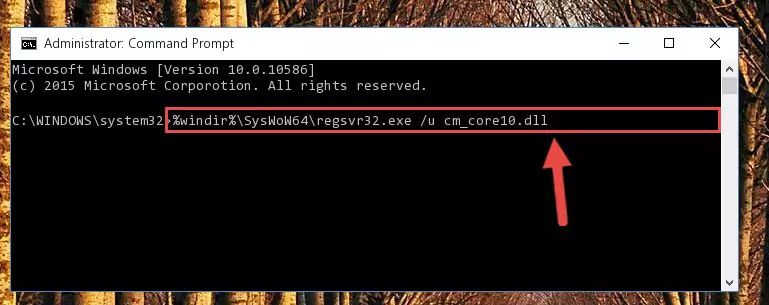 Reregistering the Cm_core10.dll library in the system