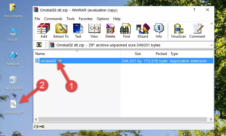 Copying the Cmdial32.dll file into the software's file folder