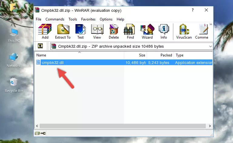 Pasting the Cmpbk32.dll file into the software's file folder