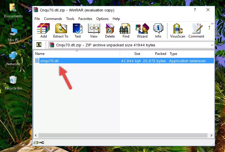Copying the Cnqu70.dll file into the software's file folder