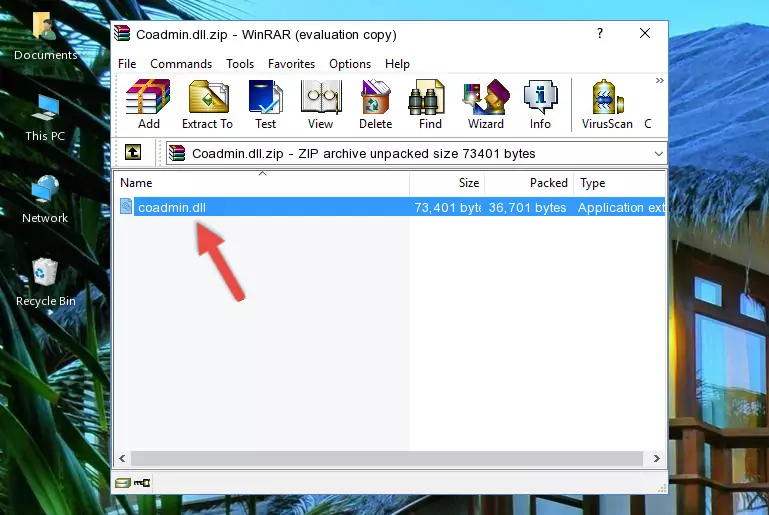 Copying the Coadmin.dll file into the software's file folder