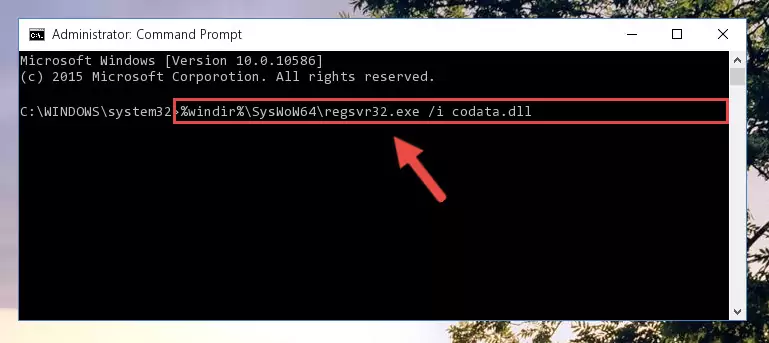 Uninstalling the damaged Codata.dll library's registry from the system (for 64 Bit)