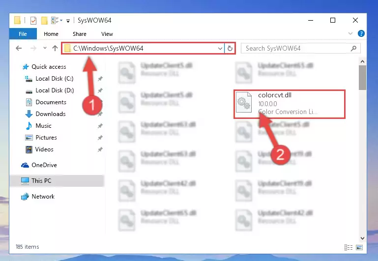 Extracting the Colorcvt.dll library to the desktop