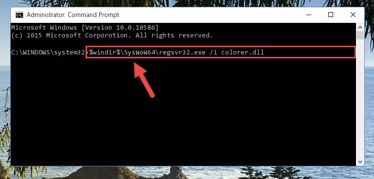 Uninstalling the damaged Colorer.dll library's registry from the system (for 64 Bit)