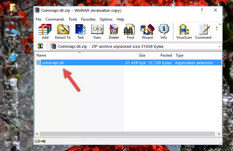 Pasting the Commapi.dll file into the software's file folder