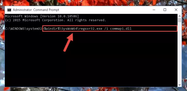 Uninstalling the damaged Commapi.dll file's registry from the system (for 64 Bit)