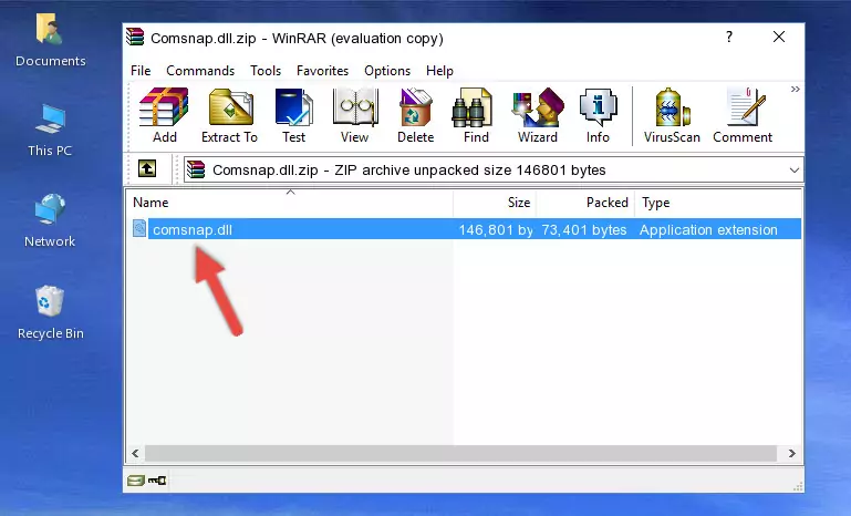 Copying the Comsnap.dll file into the software's file folder