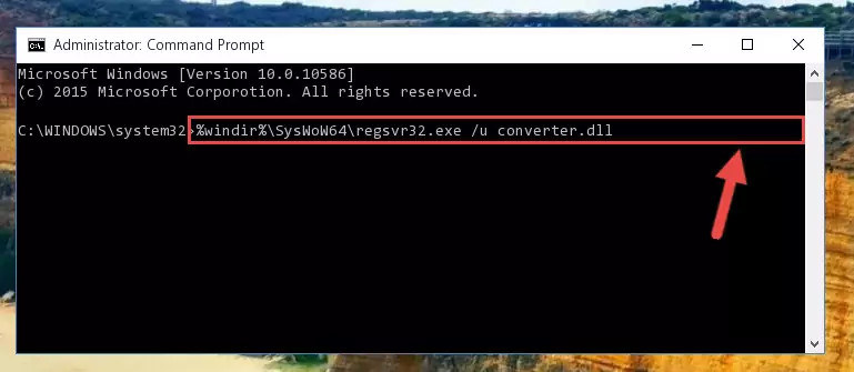 Reregistering the Converter.dll file in the system