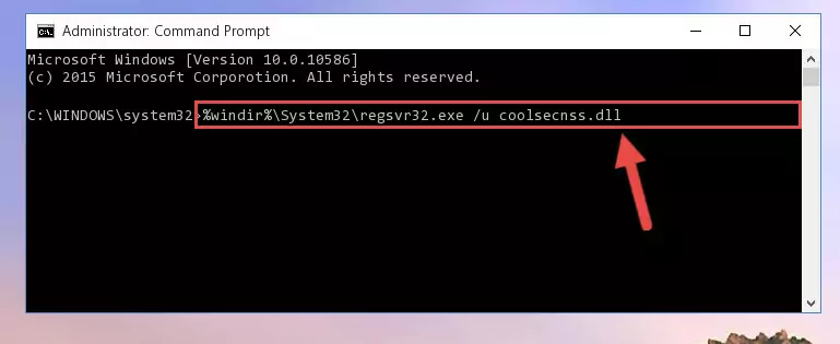 Reregistering the Coolsecnss.dll library in the system