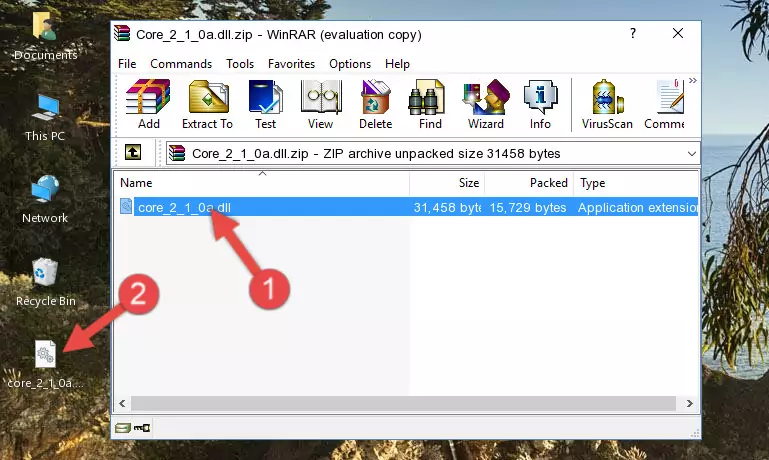 Copying the Core_2_1_0a.dll file into the software's file folder