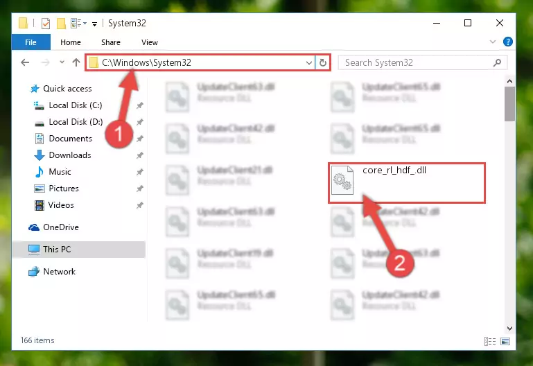 Copying the Core_rl_hdf_.dll library to the Windows/sysWOW64 directory