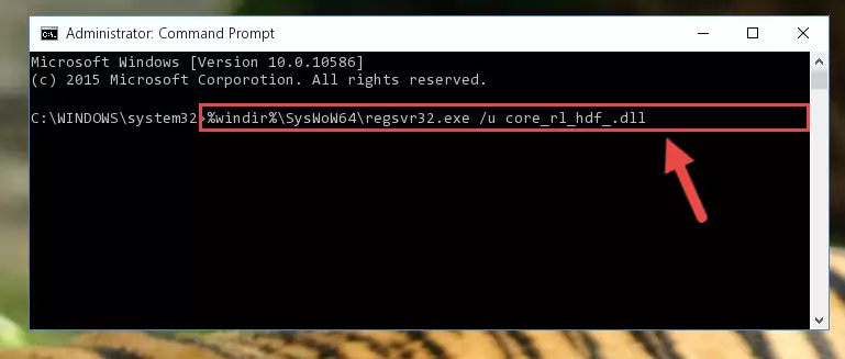 Reregistering the Core_rl_hdf_.dll library in the system (for 64 Bit)
