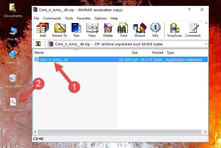 Pasting the Core_rl_lcms_.dll file into the software's file folder
