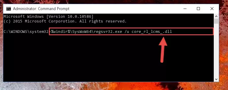 Creating a new registry for the Core_rl_lcms_.dll file in the Windows Registry Editor