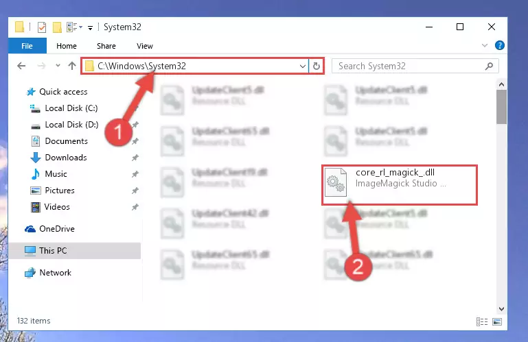Copying the Core_rl_magick_.dll file into the Windows/System32 folder