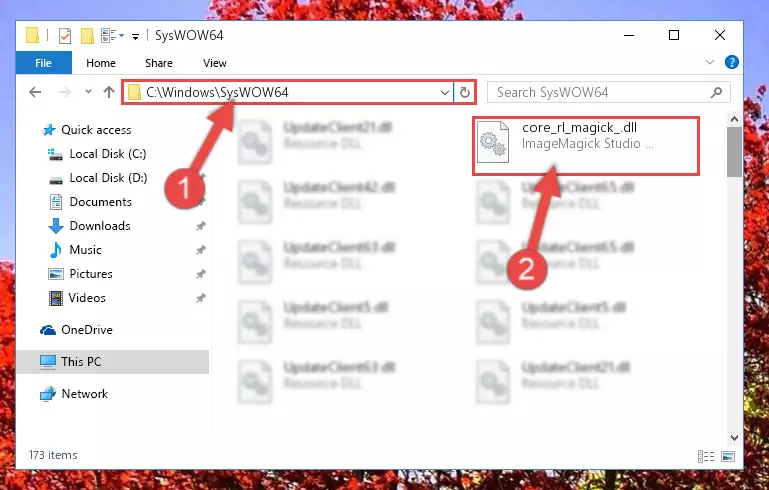 Pasting the Core_rl_magick_.dll file into the Windows/sysWOW64 folder
