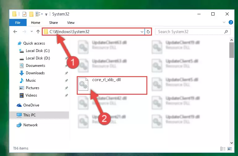 Copying the Core_rl_xlib_.dll library into the Windows/System32 directory