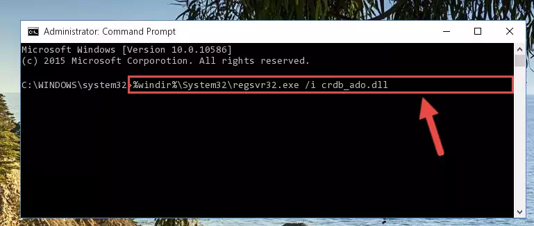 Deleting the Crdb_ado.dll library's problematic registry in the Windows Registry Editor