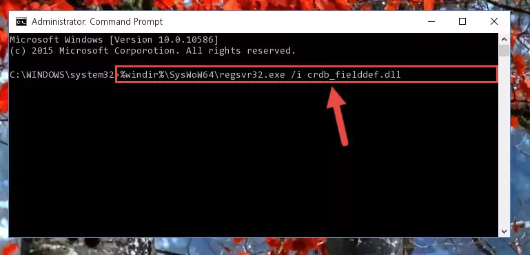 Uninstalling the broken registry of the Crdb_fielddef.dll file from the Windows Registry Editor (for 64 Bit)