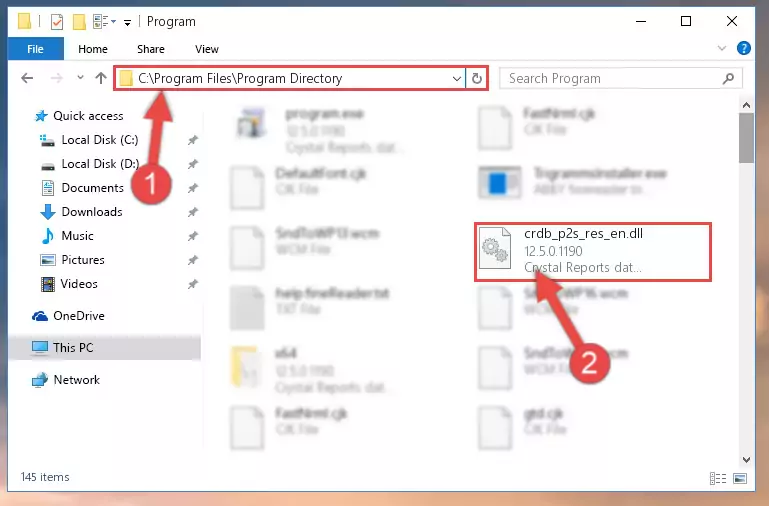 Uninstalling the damaged Crdb_p2s_res_en.dll library's registry from the system (for 64 Bit)