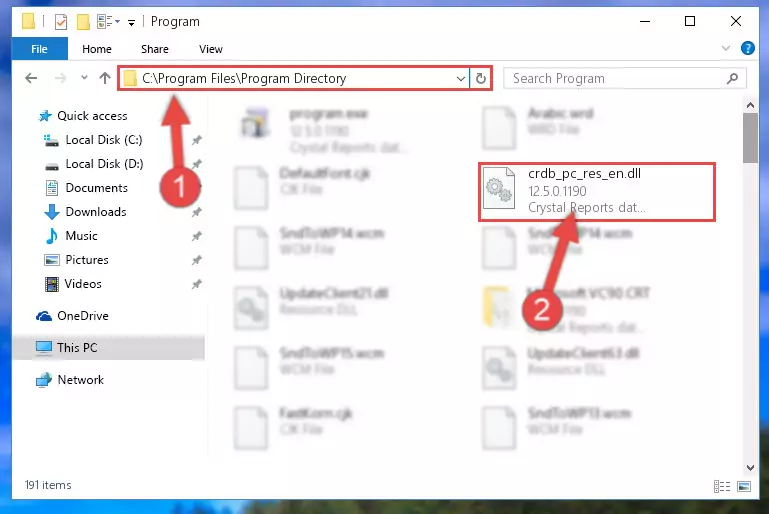 Choosing the Crdb_pc_res_en.dll library