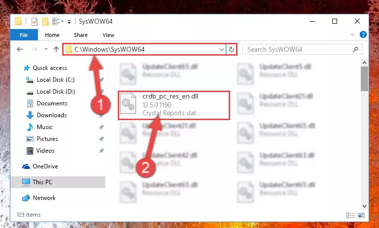 Extracting the Crdb_pc_res_en.dll library to the desktop