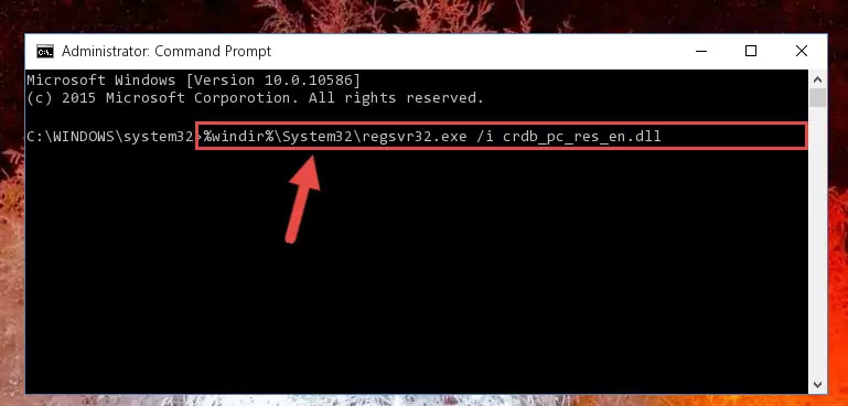 Deleting the Crdb_pc_res_en.dll library's problematic registry in the Windows Registry Editor