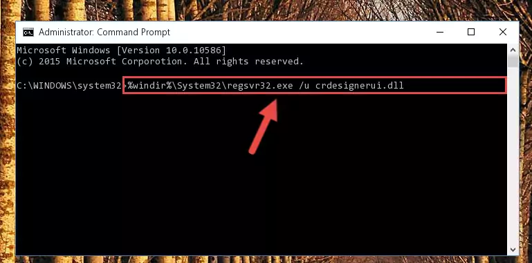 Reregistering the Crdesignerui.dll file in the system
